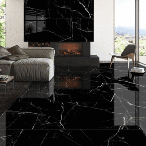 Гланциран Гранитогрес 60x120 Black Volcan – дълбок черен цвят с текстура