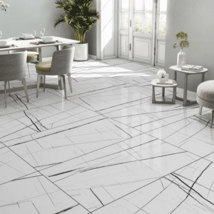 луксозен гланциран гранитогрес 60/120 Saint Laurent White с мраморен ефект