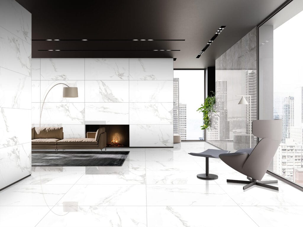 Полиран гранитогрес Calacatta Statuario 60x120 см – луксозна имитация на мрамор